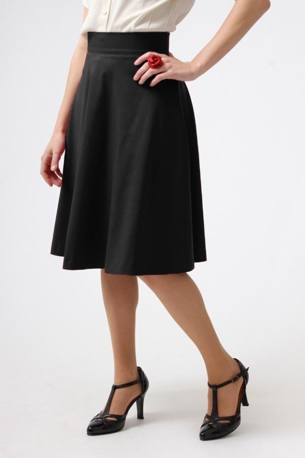 Long Circle Skirt XL Black - Vintagekledingwinkel.nl