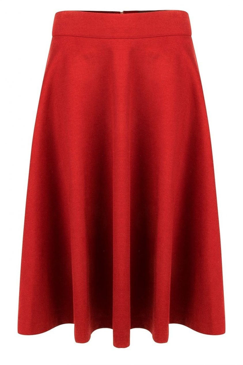 Long Circle Skirt XL Red